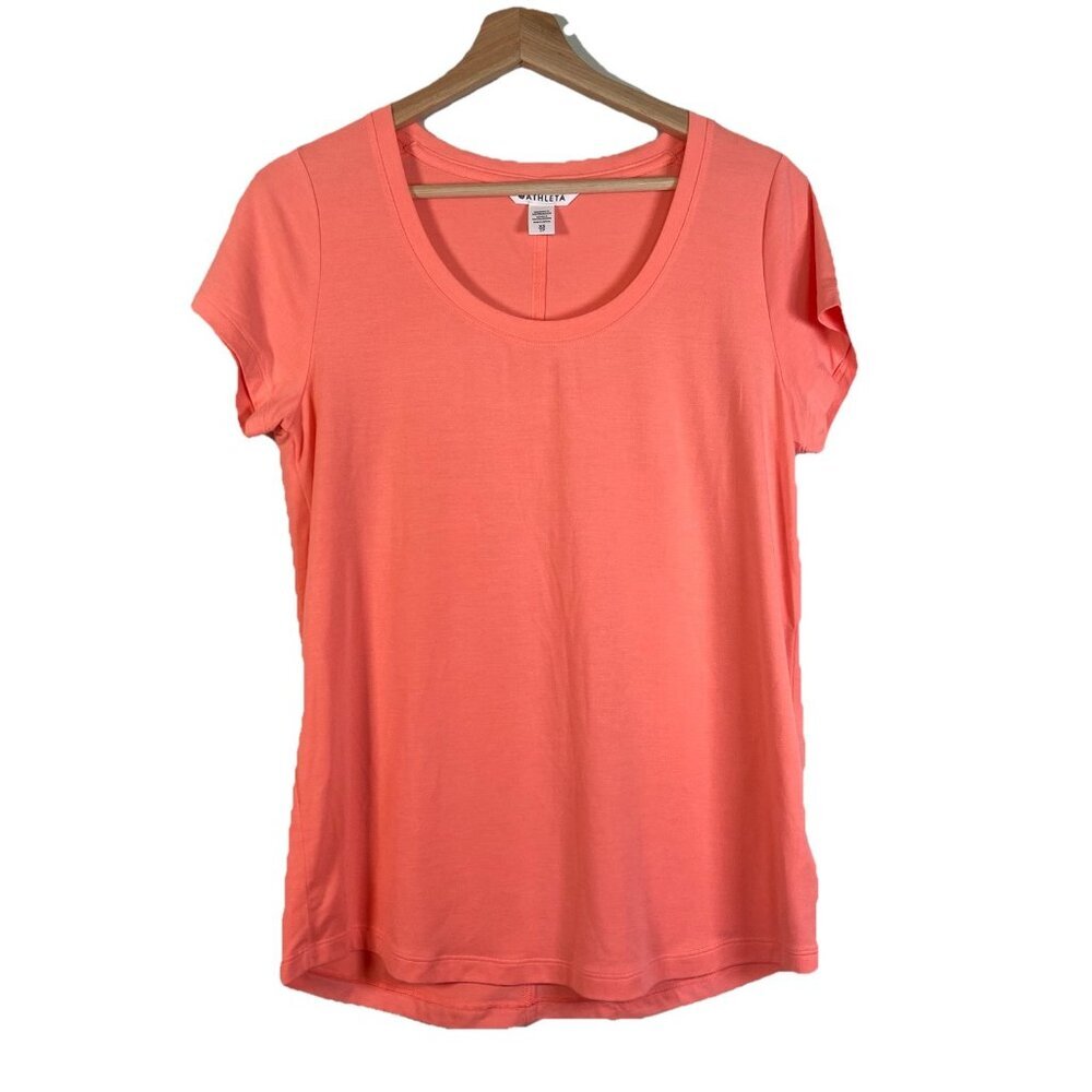 Athleta Stratus II Tee Short‎ Sleeve Top Color Sunset Glow Size XS Athleisure
